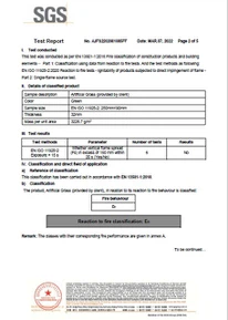 Flame Retardant Test Certification for Synthetic Turf Roll Flame Retardant Test Certification for Synthetic Turf Roll